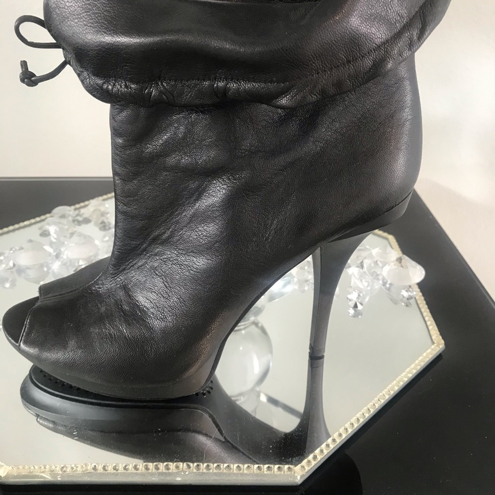 Black peek toe  nice vegan leather sexy boot
